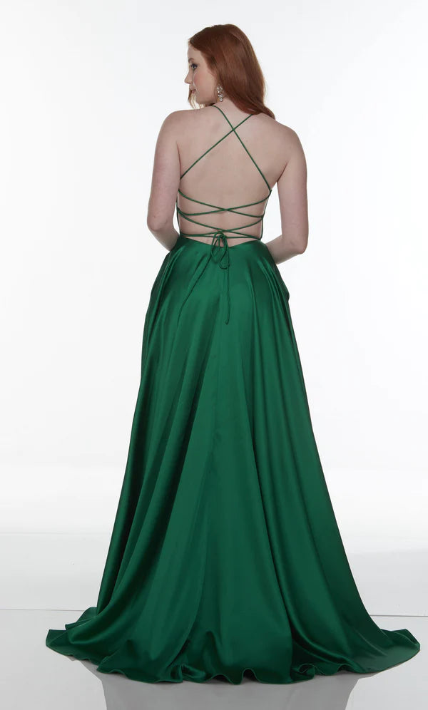Alyce Paris 1722 formal dress in emerald green satin