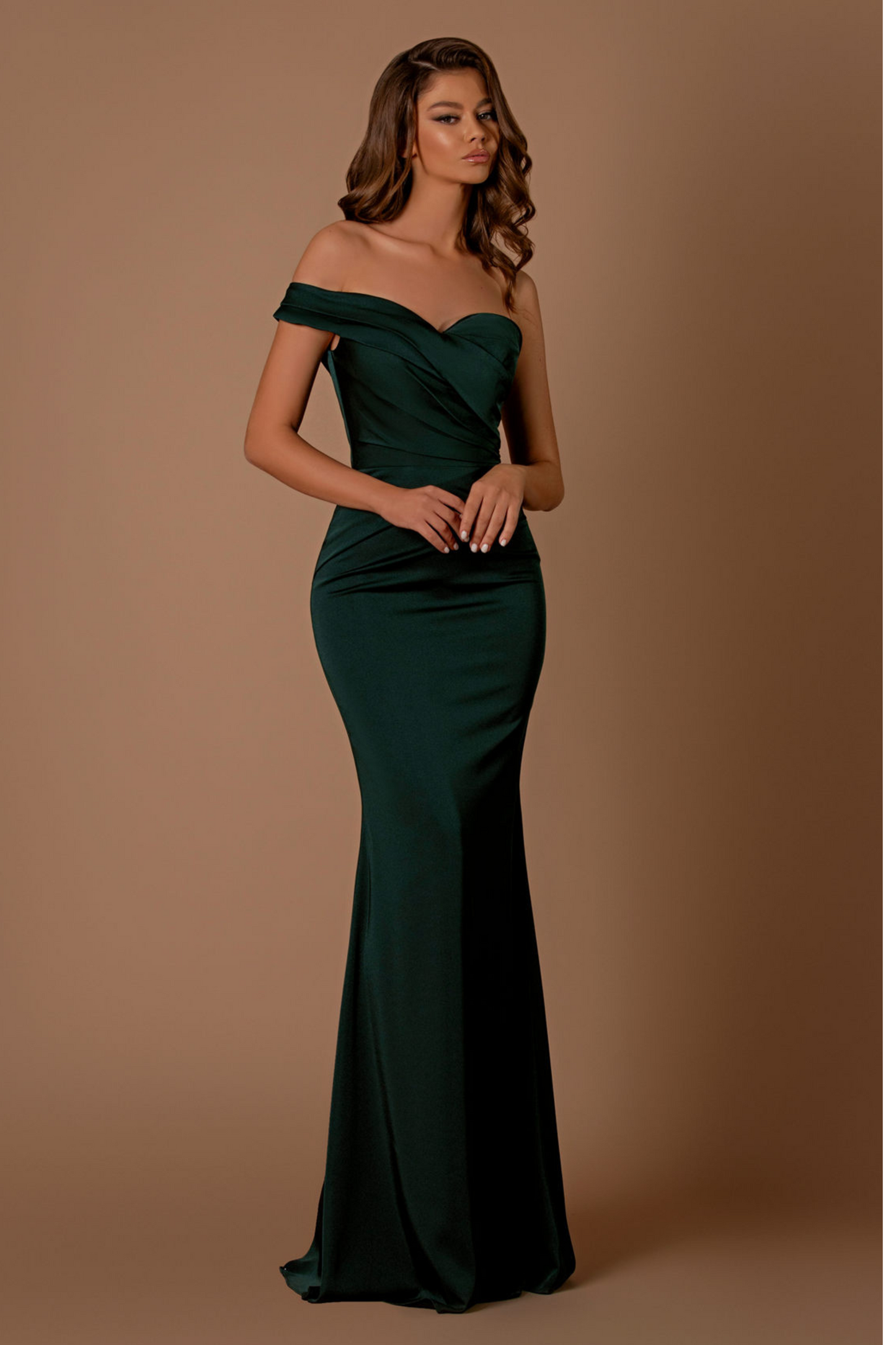 Nicoletta slim fit formal dress in black soft suiting