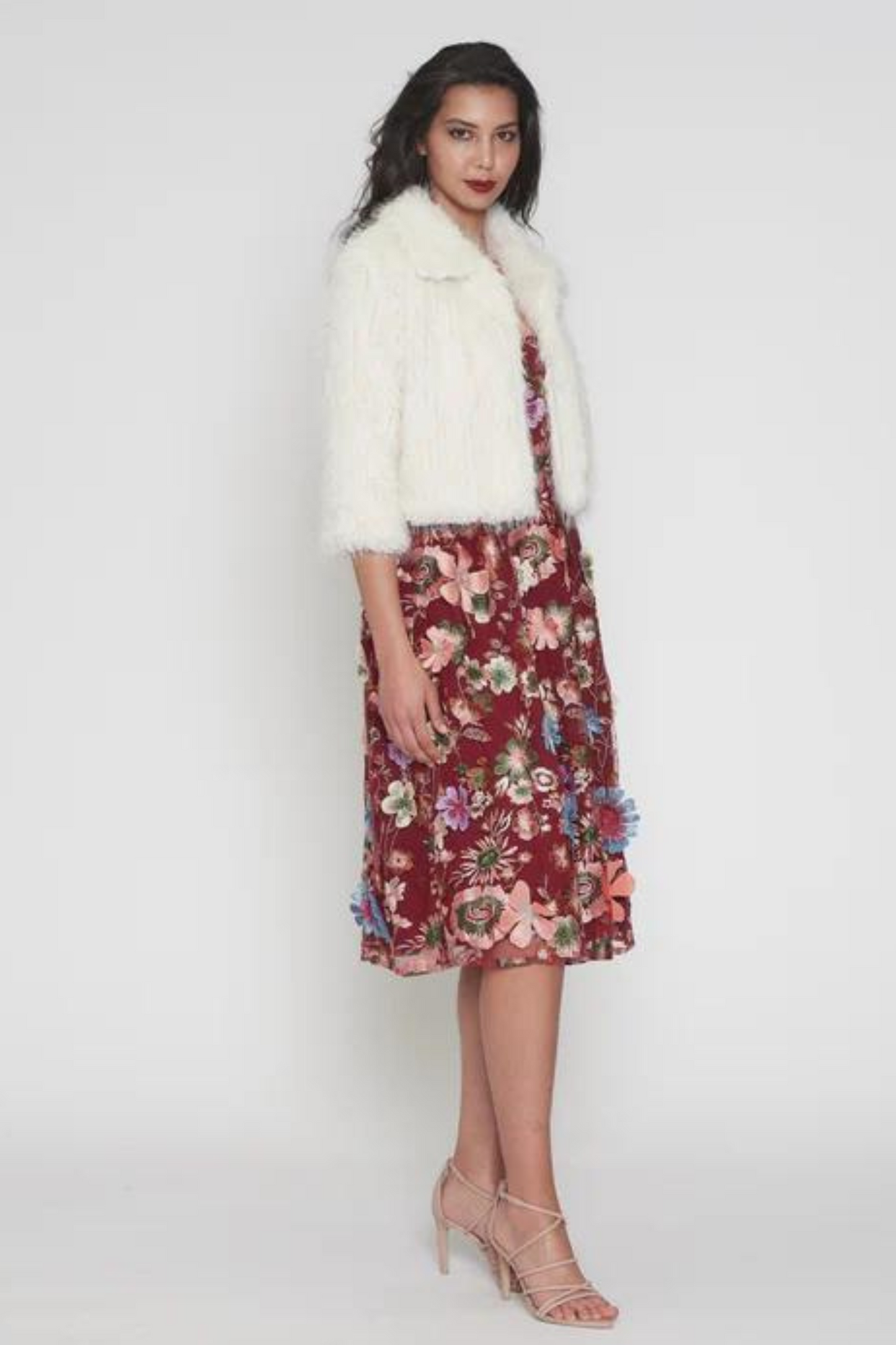 Romance Leea faux fur jacket in milk ivory