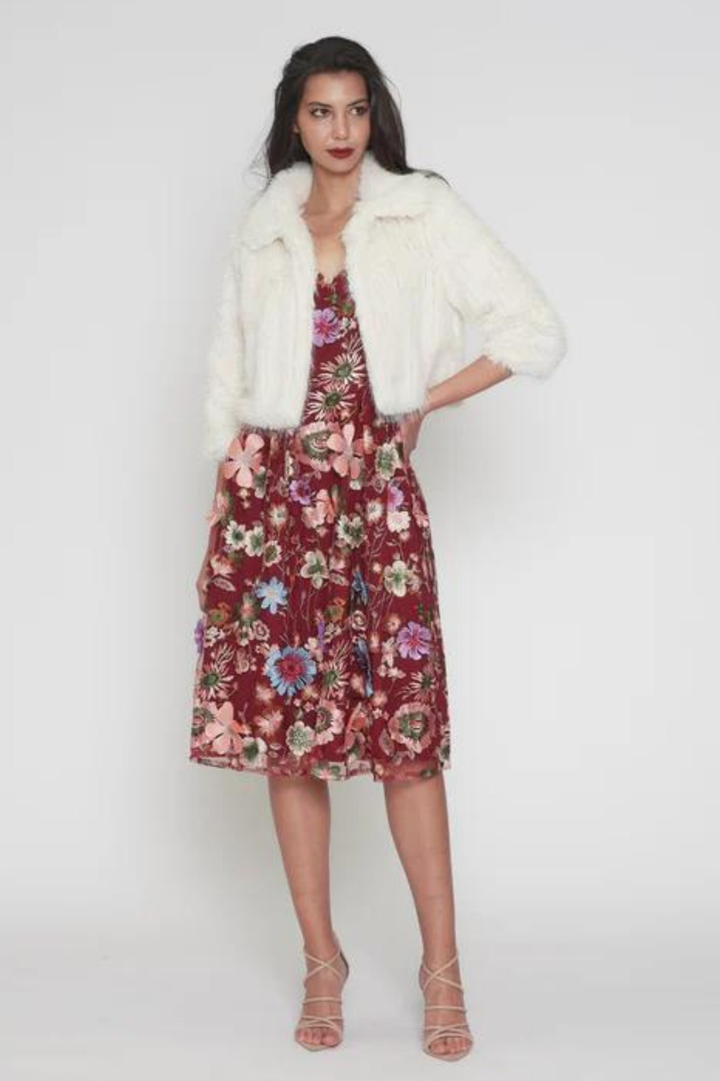 Romance Leea faux fur jacket in milk ivory