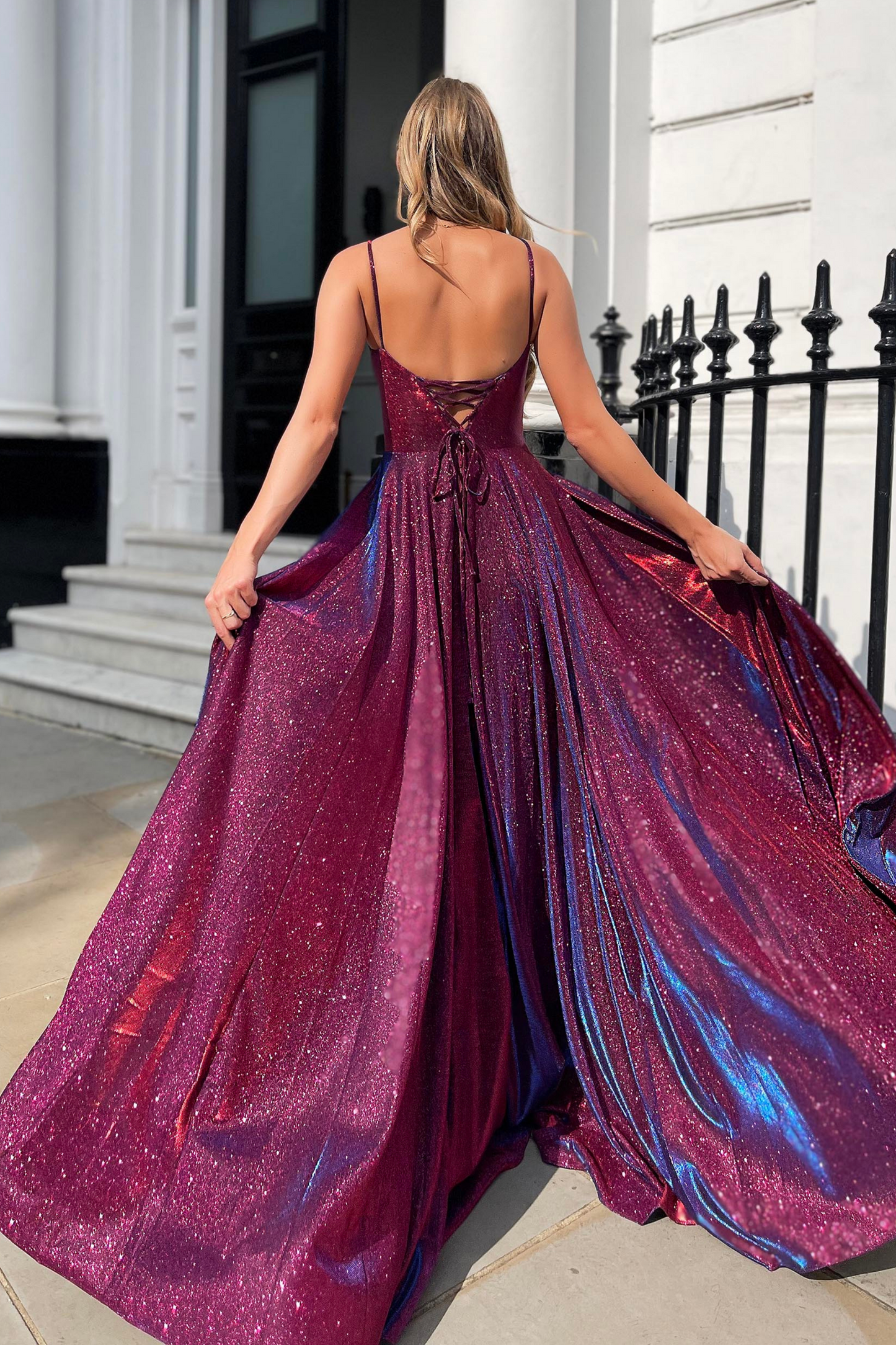 Jadore Nicoletta JP133 formal dress in wine red lurex