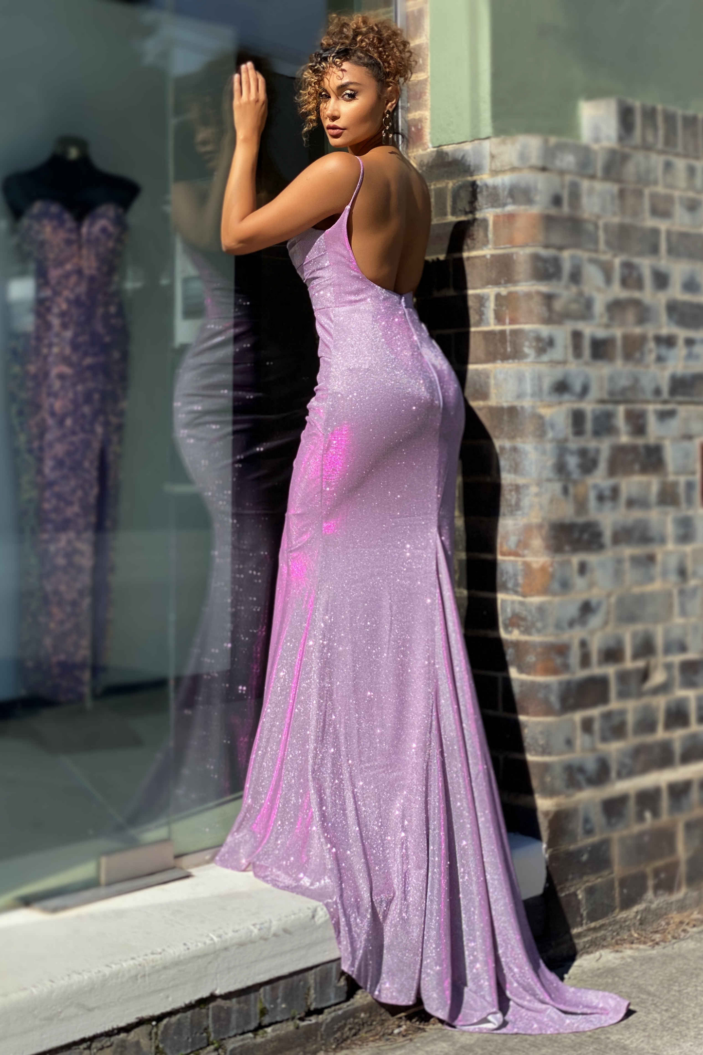 Jadore Nicoletta JX4010 formal dress in lilac pink purple lurex