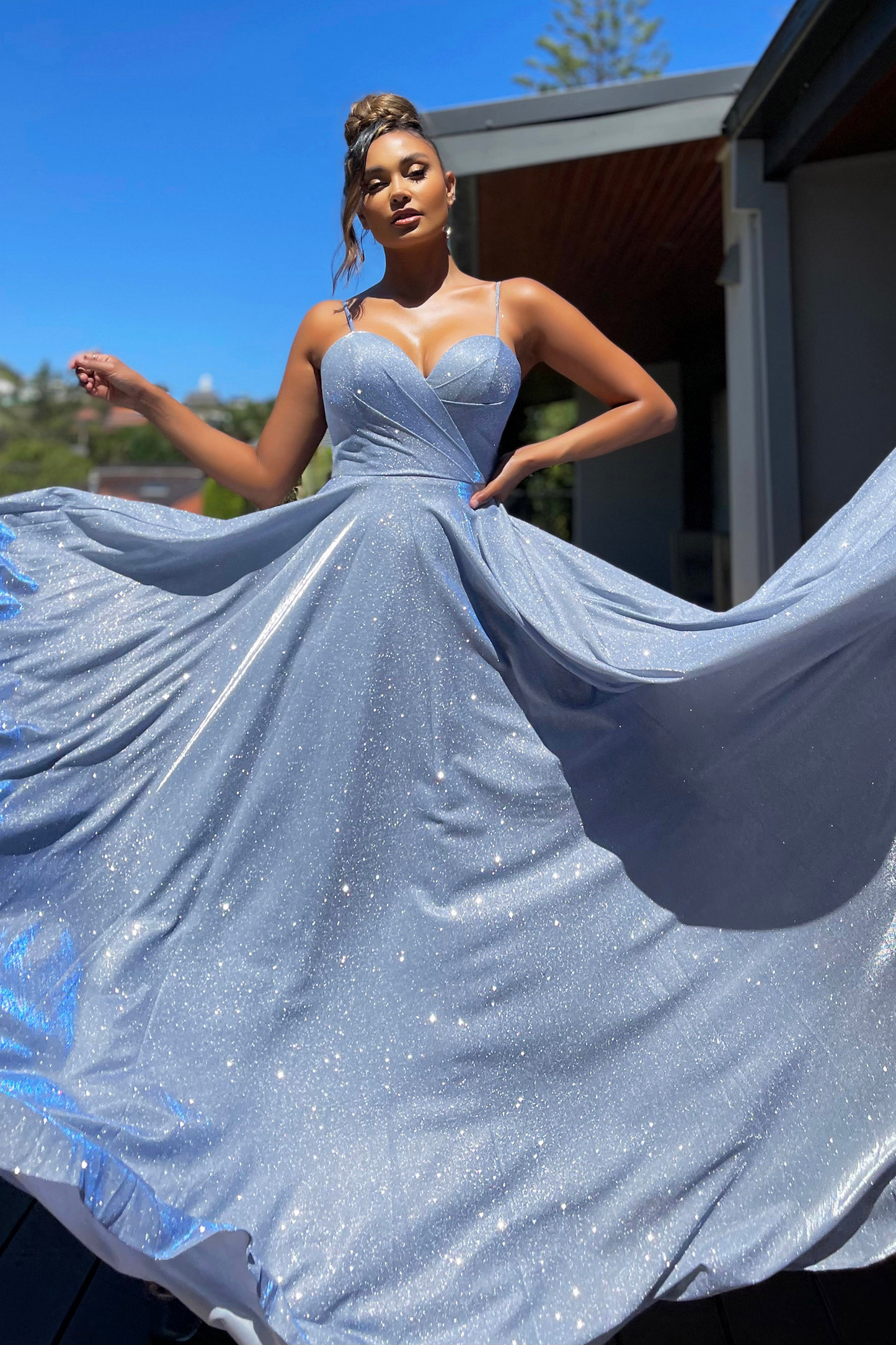 Jadore Nicoletta JX5007 Formal Dress in Light Blue Lurex