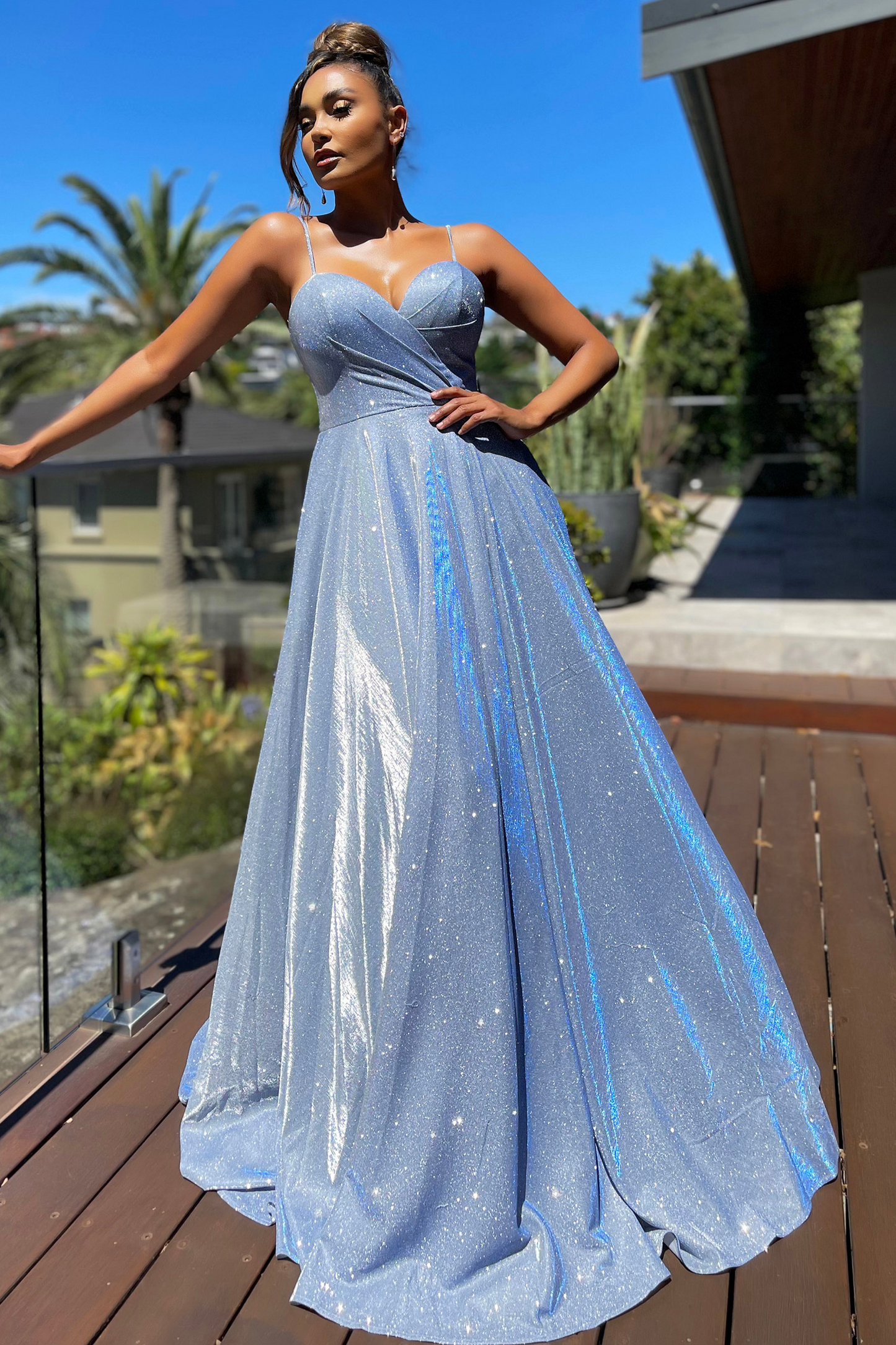 Jadore Nicoletta JX5007 Formal Dress in Light Blue Lurex