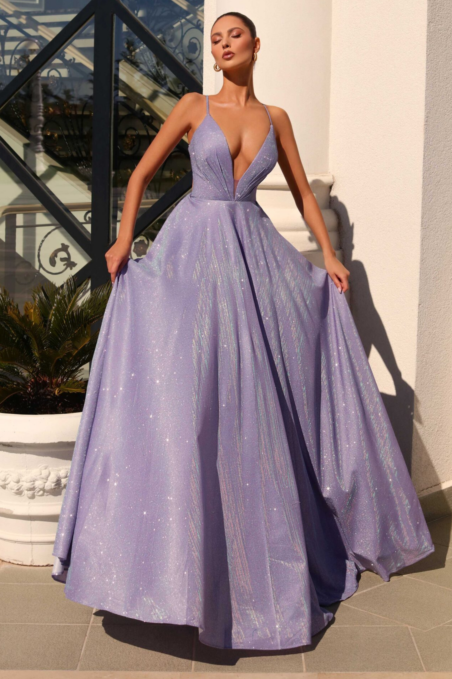 Jadore Nicoletta JX22106 formal dress in violet purple lurex