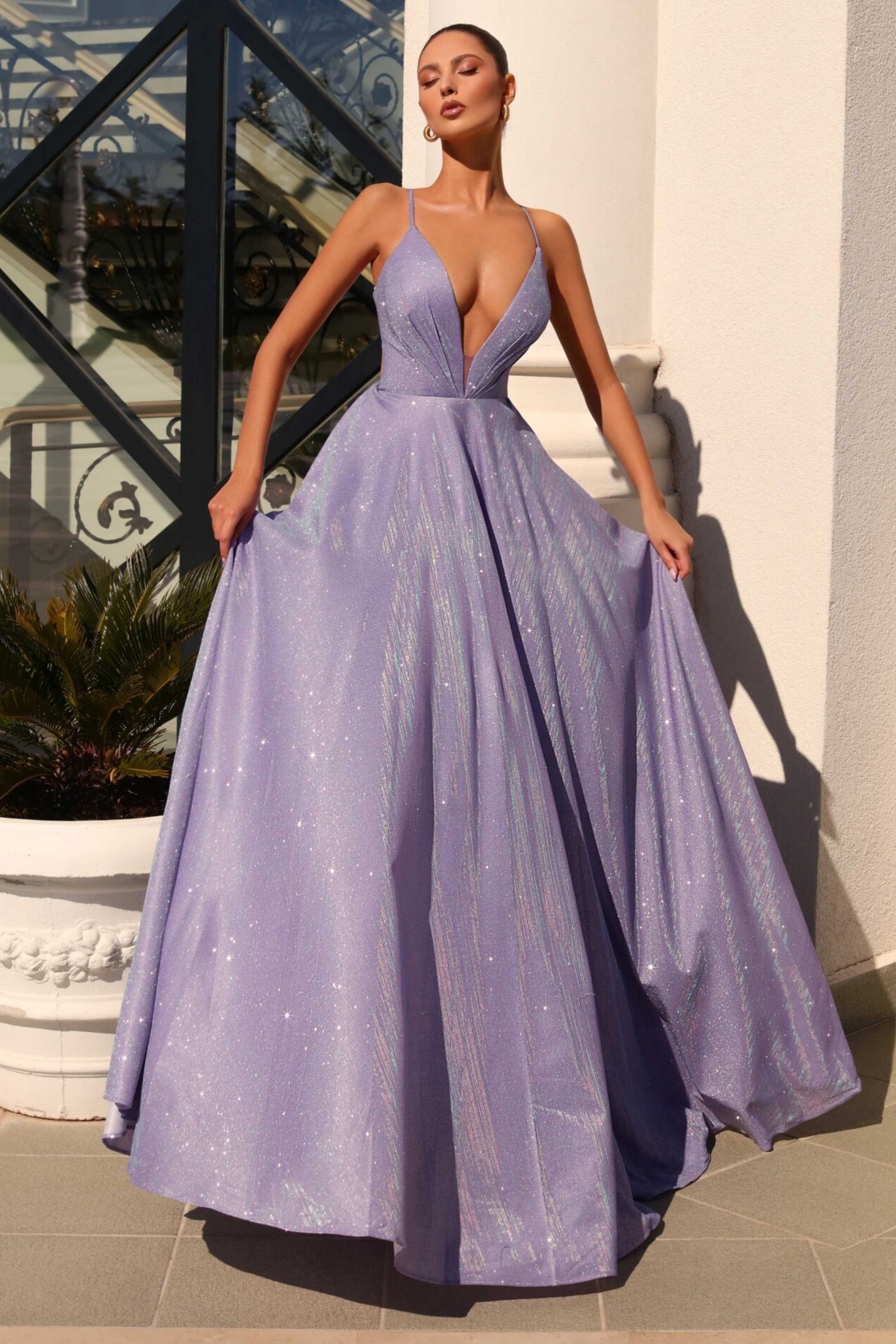 Jadore Nicoletta JX22106 formal dress in violet purple lurex