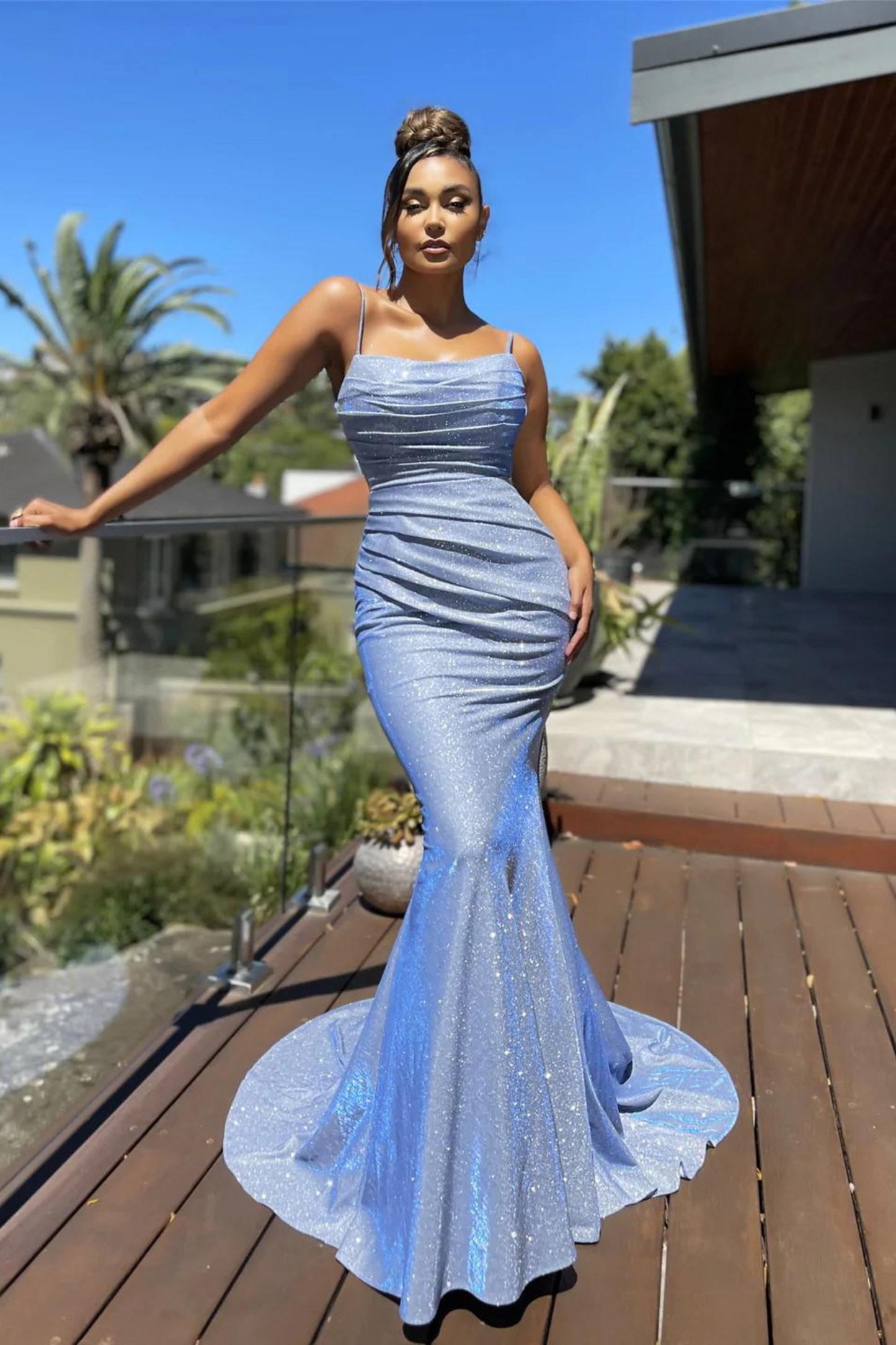 Jadore Nicoletta JX401 Formal Dress in Light Blue Lurex 