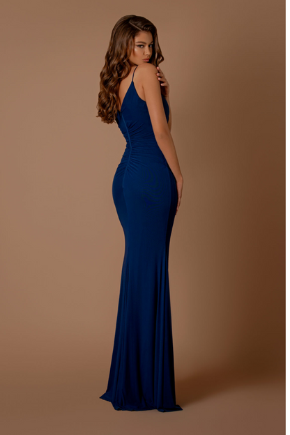 Nicoletta slim fit dress in royal lycra mesh