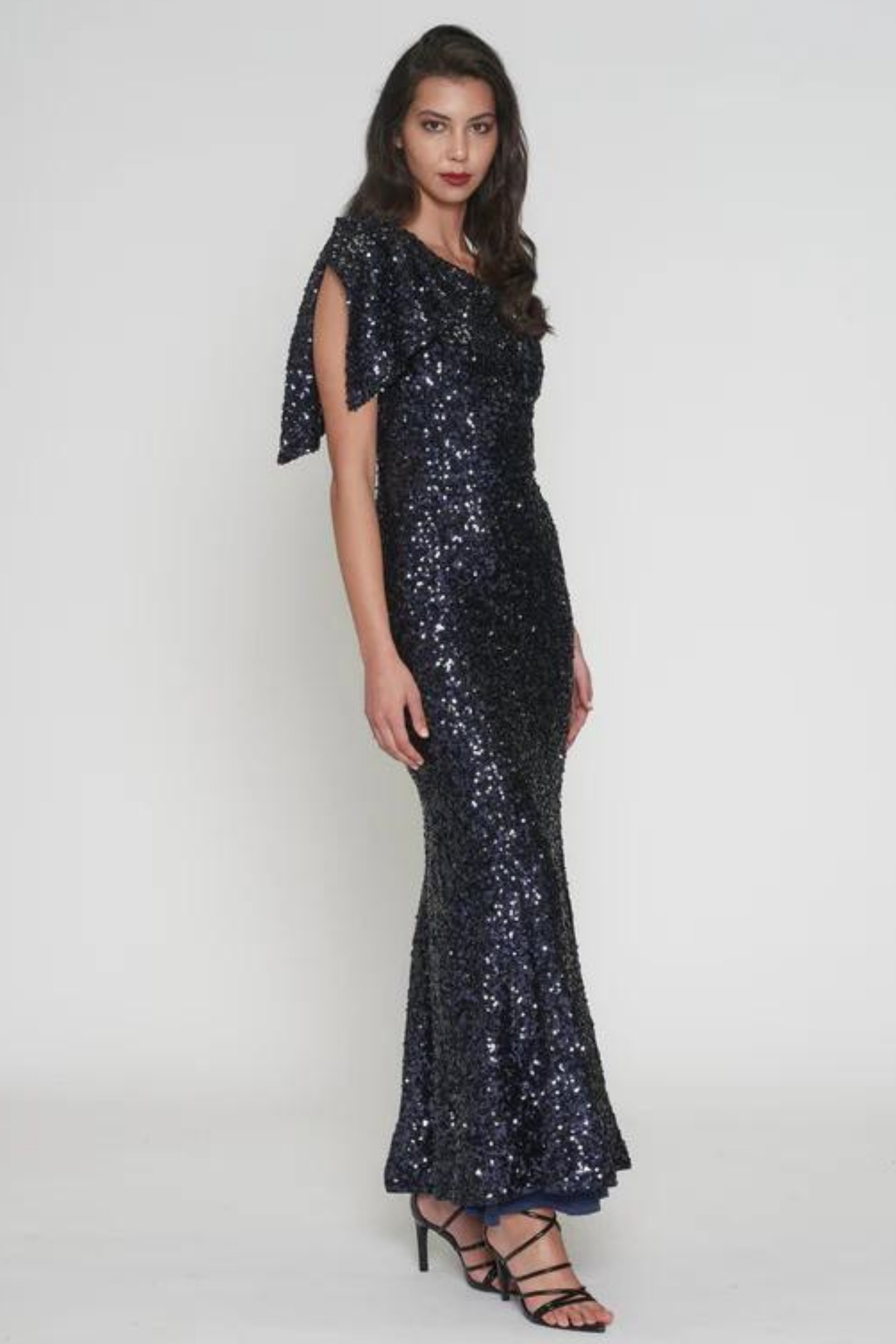 Romance Abby-Rose Maxi formal dress in navy sequin