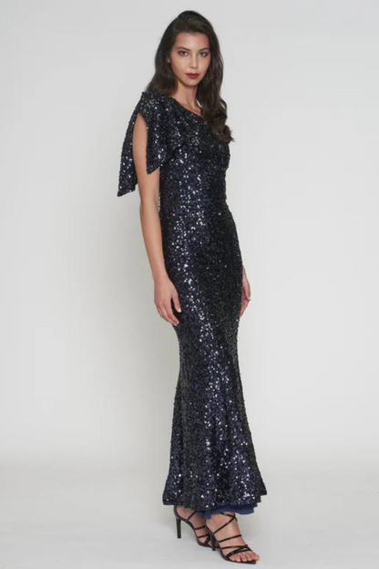 Romance Abby-Rose Maxi formal dress in navy sequin