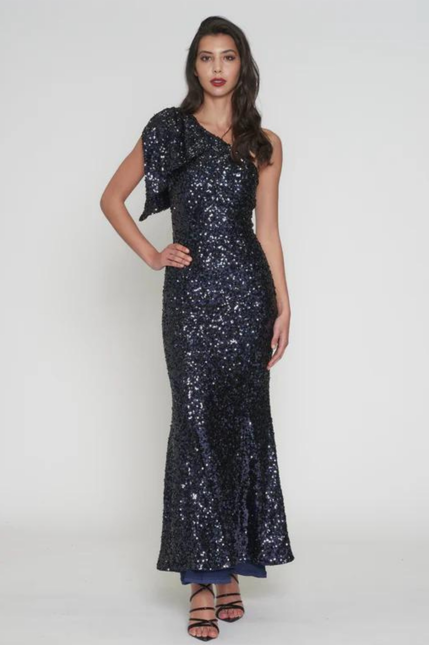 Romance Abby-Rose Maxi formal dress in navy sequin