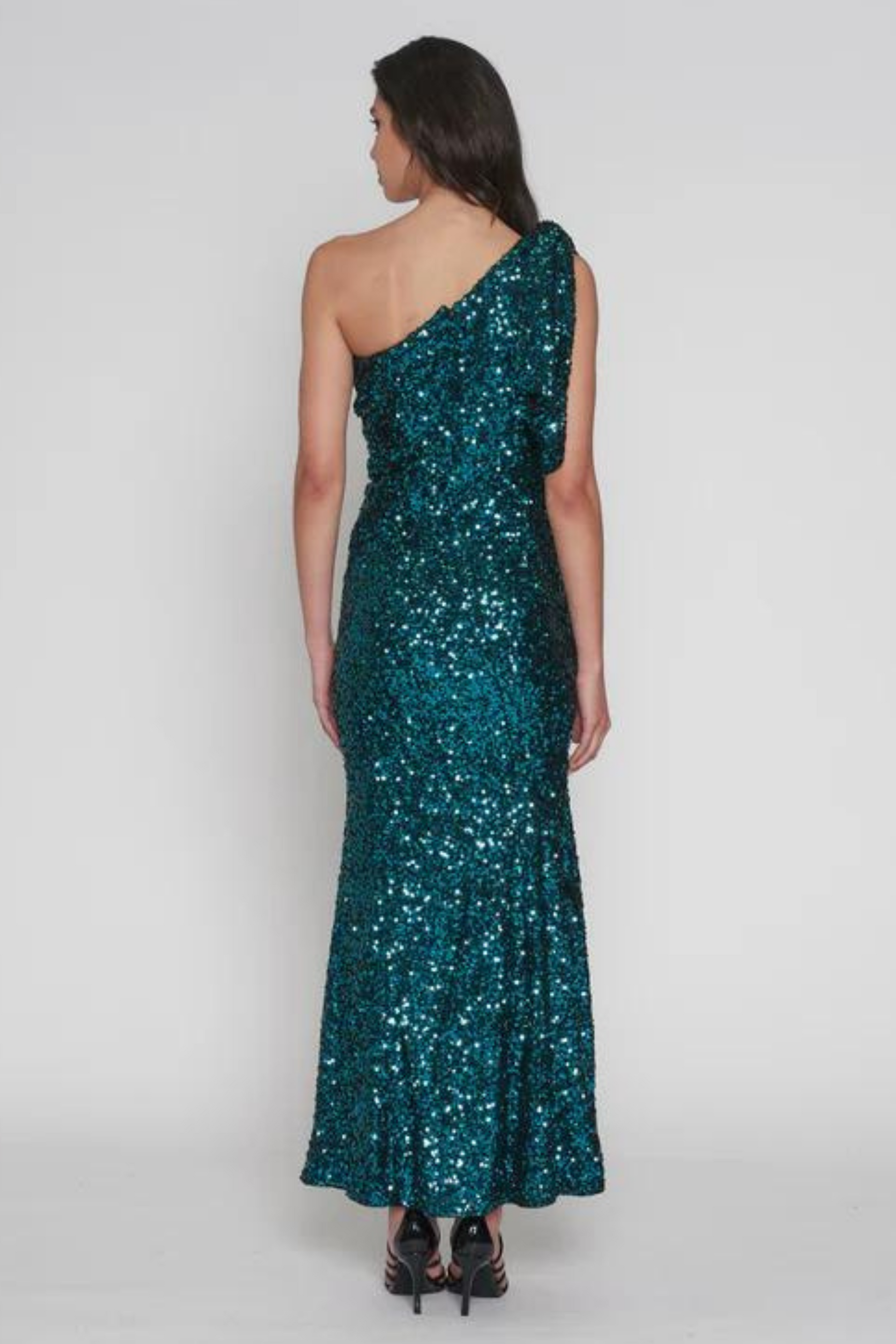 Romance Abby-Rose Maxi formal dress in teal sequin