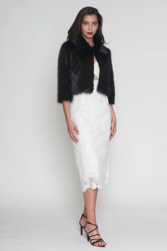 Romance Leea faux fur jacket in black
