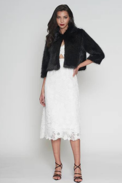 Romance Leea faux fur jacket in black