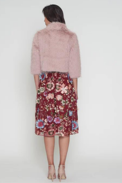 Romance Leea faux fur jacket in dusty pink