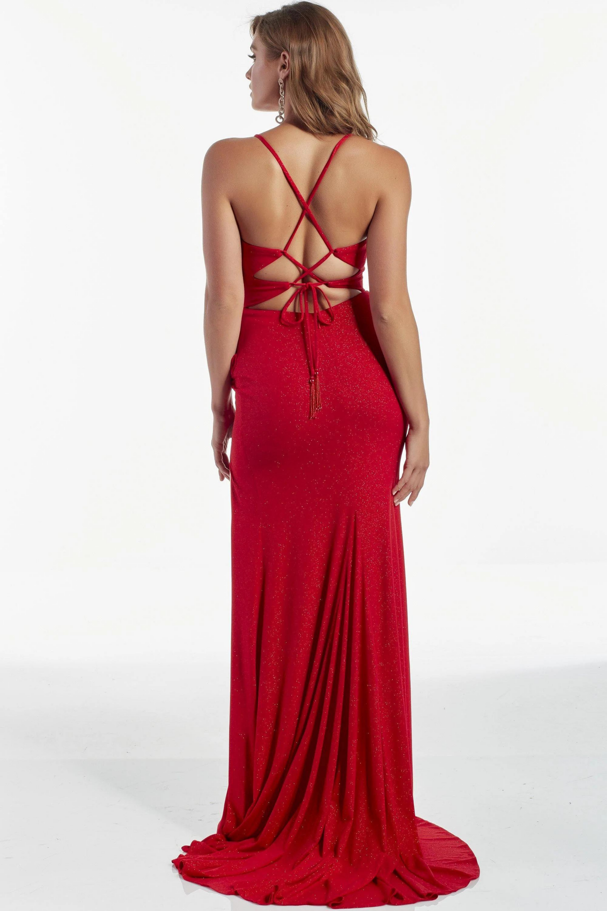 Alyce Paris 60962 formal dress in red glitter jersey