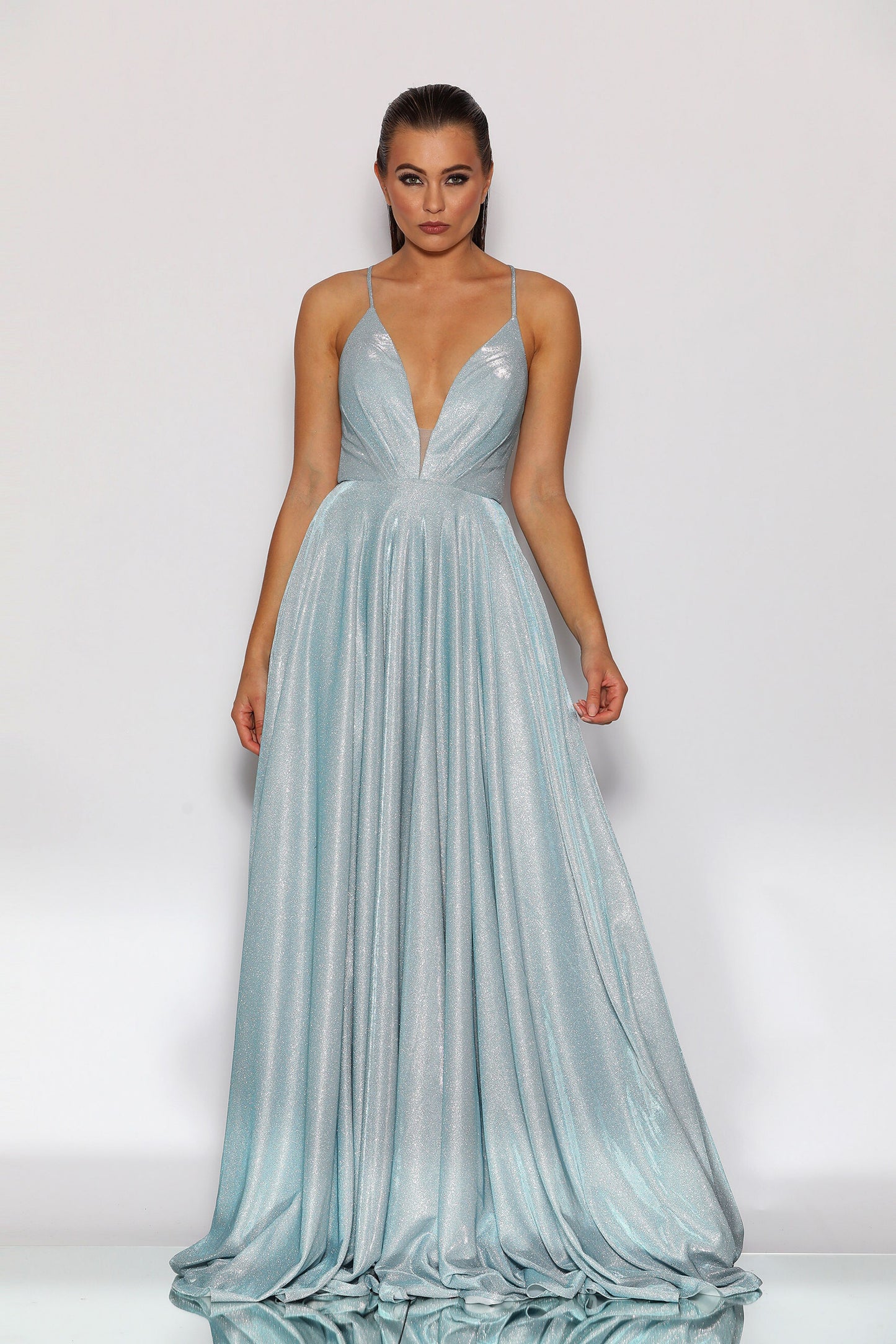 Jadore Nicoletta JX2106 formal dress in  baby blue lurex