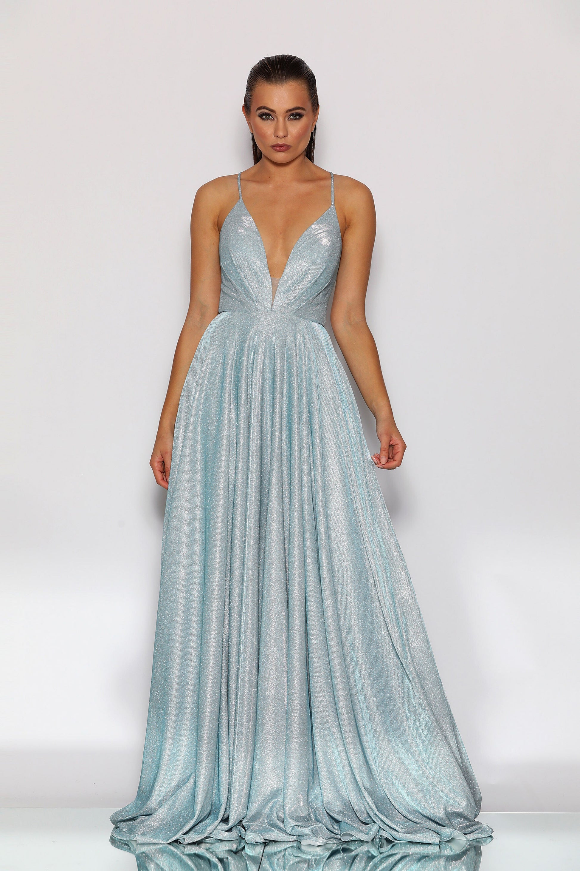 Jadore Nicoletta JX2106 formal dress in  baby blue lurex
