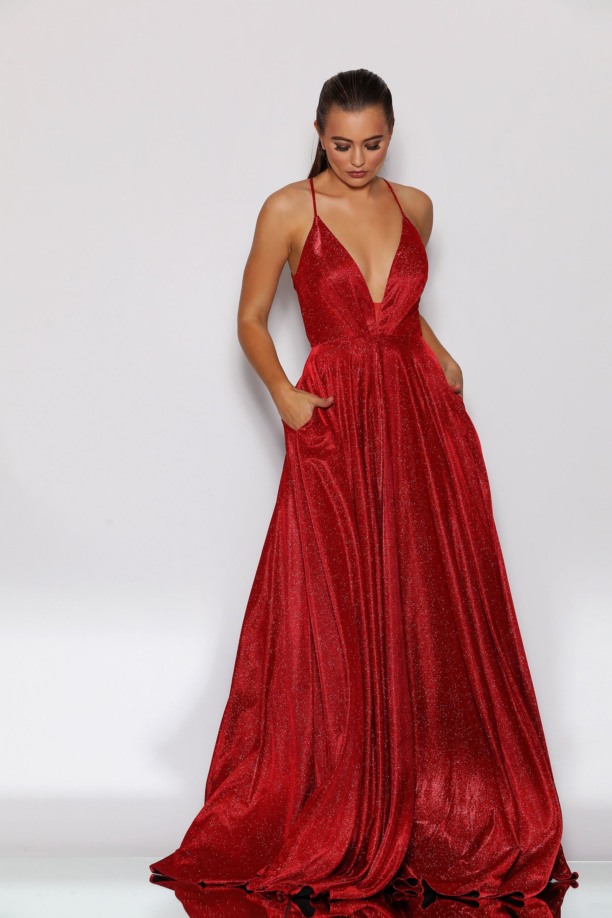 Jadore Nicoletta JX2106 formal dress in red lurex