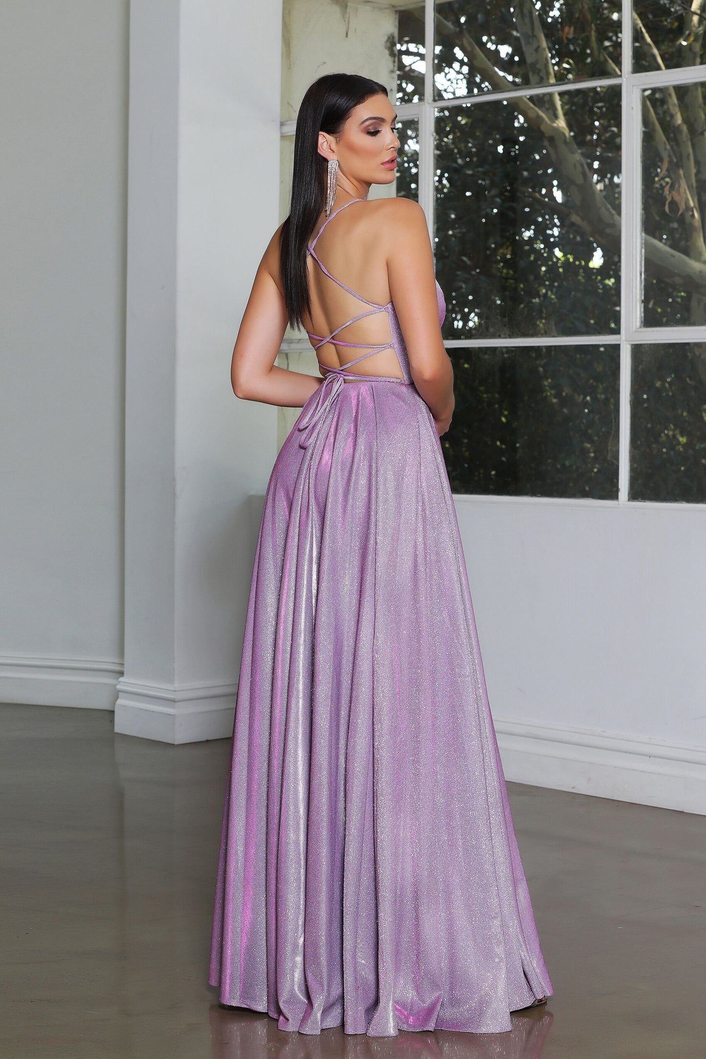 Jadore Nicoletta JX2106 formal dress in lilac pink purple lurex