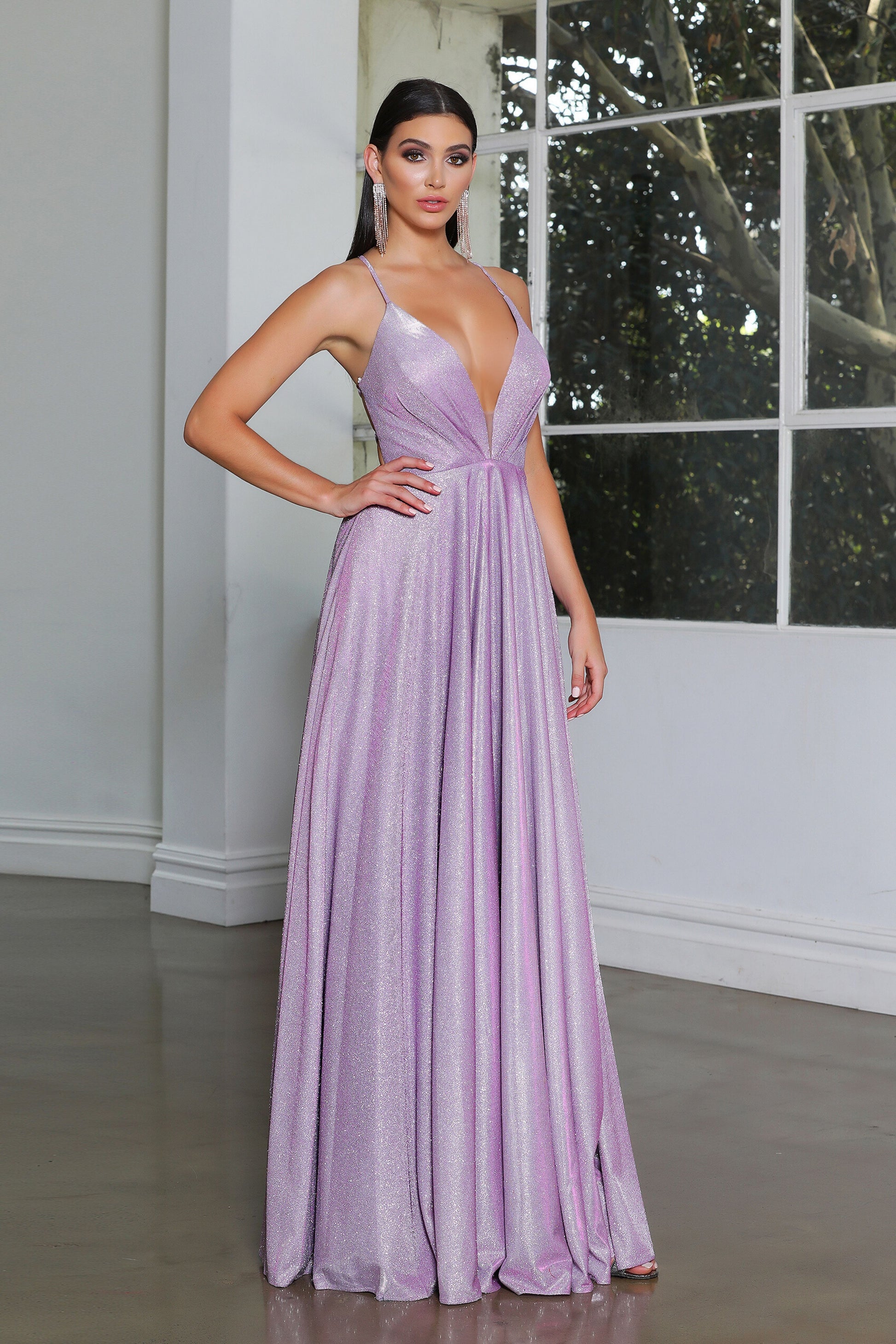 Jadore Nicoletta JX2106 formal dress in lilac pink purple lurex